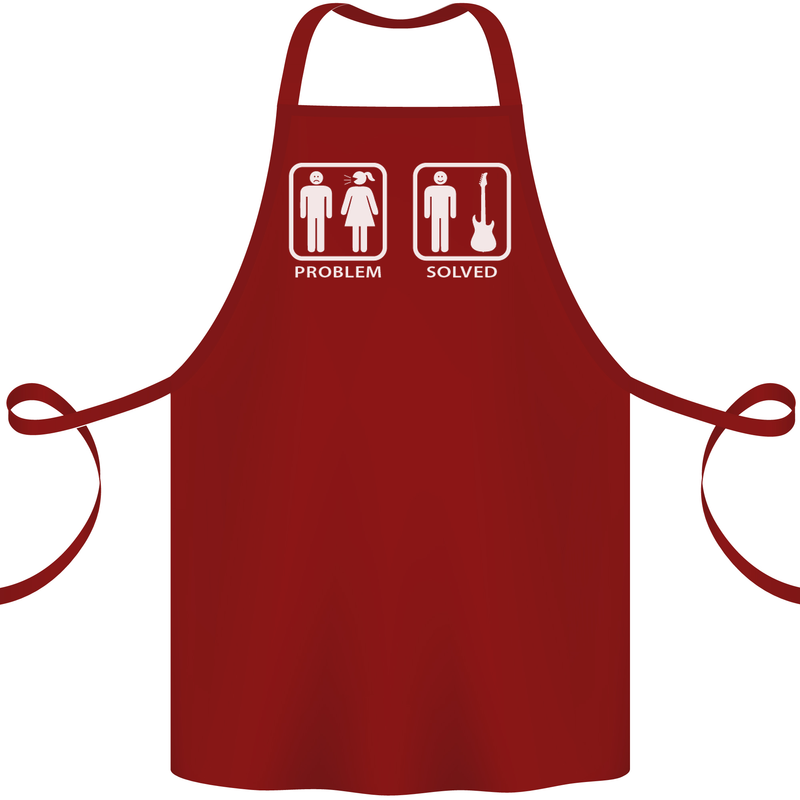 Problem Solved Guitar Funny Guitarist Cotton Apron 100% Organic Maroon