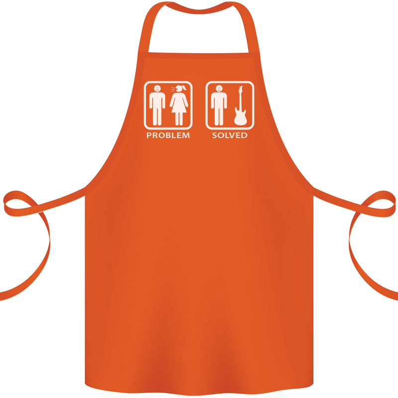 Problem Solved Guitar Funny Guitarist Cotton Apron 100% Organic Orange