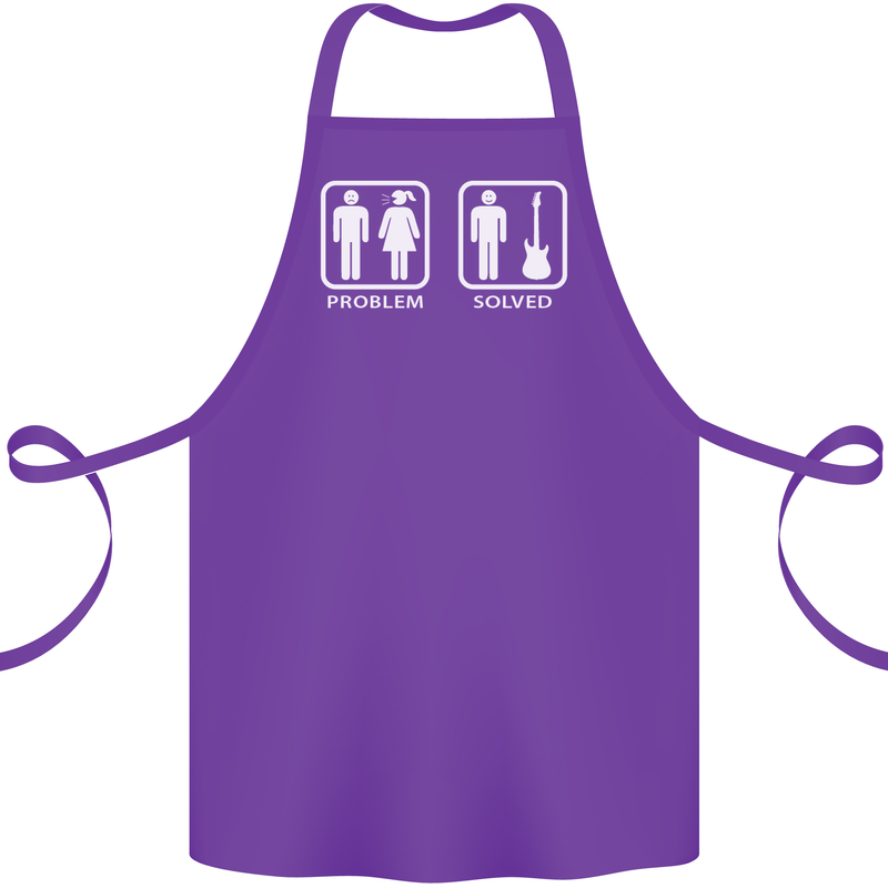 Problem Solved Guitar Funny Guitarist Cotton Apron 100% Organic Purple