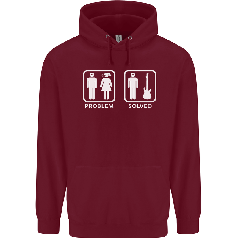 Problem Solved Guitar Funny Guitarist Mens 80% Cotton Hoodie Maroon