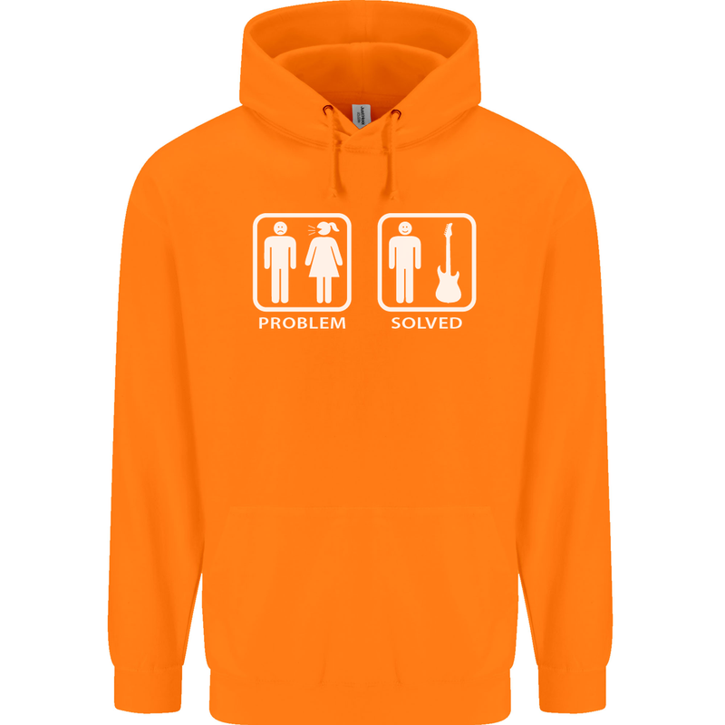 Problem Solved Guitar Funny Guitarist Mens 80% Cotton Hoodie Orange