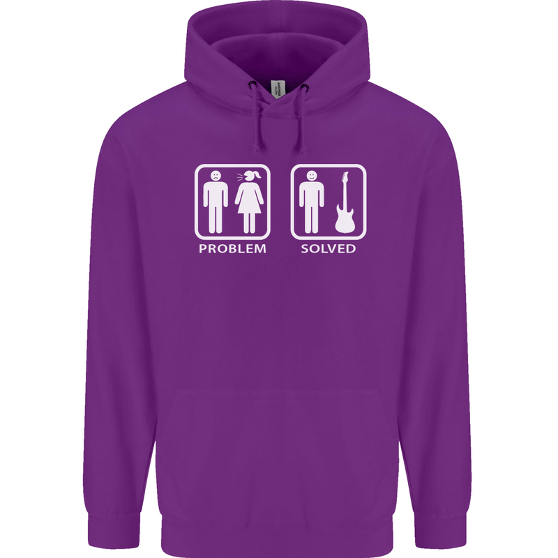 Problem Solved Guitar Funny Guitarist Mens 80% Cotton Hoodie Purple