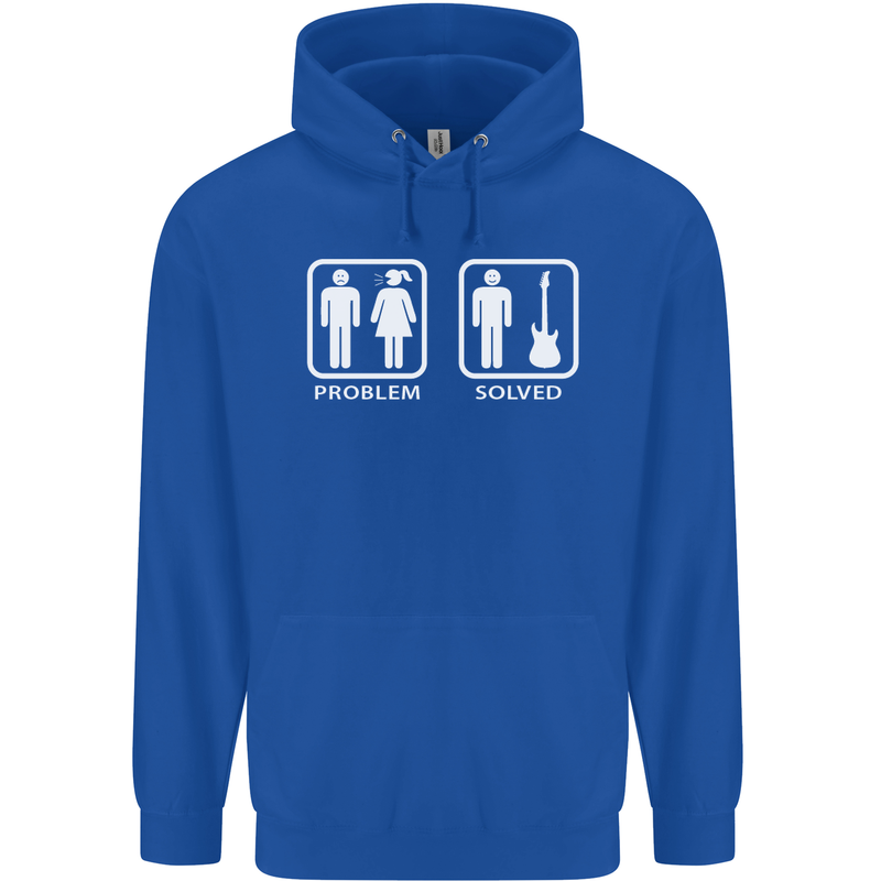Problem Solved Guitar Funny Guitarist Mens 80% Cotton Hoodie Royal Blue