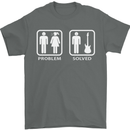 Problem Solved Guitar Funny Guitarist Mens T-Shirt Cotton Gildan Charcoal