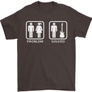 Problem Solved Guitar Funny Guitarist Mens T-Shirt Cotton Gildan Dark Chocolate