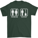 Problem Solved Guitar Funny Guitarist Mens T-Shirt Cotton Gildan Forest Green