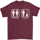 Problem Solved Guitar Funny Guitarist Mens T-Shirt Cotton Gildan Maroon