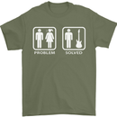 Problem Solved Guitar Funny Guitarist Mens T-Shirt Cotton Gildan Military Green
