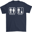 Problem Solved Guitar Funny Guitarist Mens T-Shirt Cotton Gildan Navy Blue