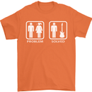 Problem Solved Guitar Funny Guitarist Mens T-Shirt Cotton Gildan Orange
