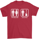 Problem Solved Guitar Funny Guitarist Mens T-Shirt Cotton Gildan Red
