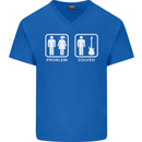 Problem Solved Guitar Funny Guitarist Mens V-Neck Cotton T-Shirt Royal Blue