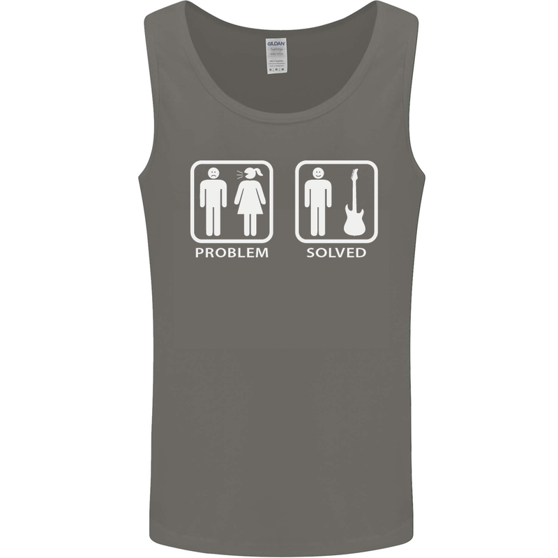 Problem Solved Guitar Funny Guitarist Mens Vest Tank Top Charcoal