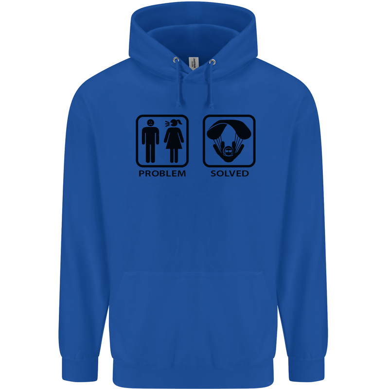 Problem Solved Skydive Freefall Paras Mens 80% Cotton Hoodie Royal Blue