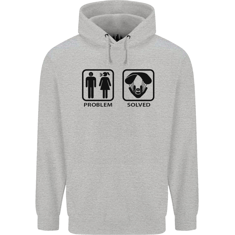 Problem Solved Skydive Freefall Paras Mens 80% Cotton Hoodie Sports Grey
