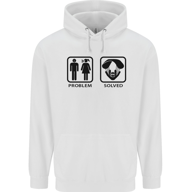 Problem Solved Skydive Freefall Paras Mens 80% Cotton Hoodie White