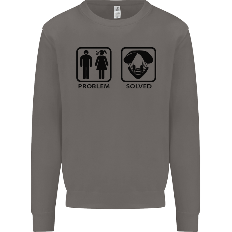 Problem Solved Skydive Freefall Paras Mens Sweatshirt Jumper Charcoal