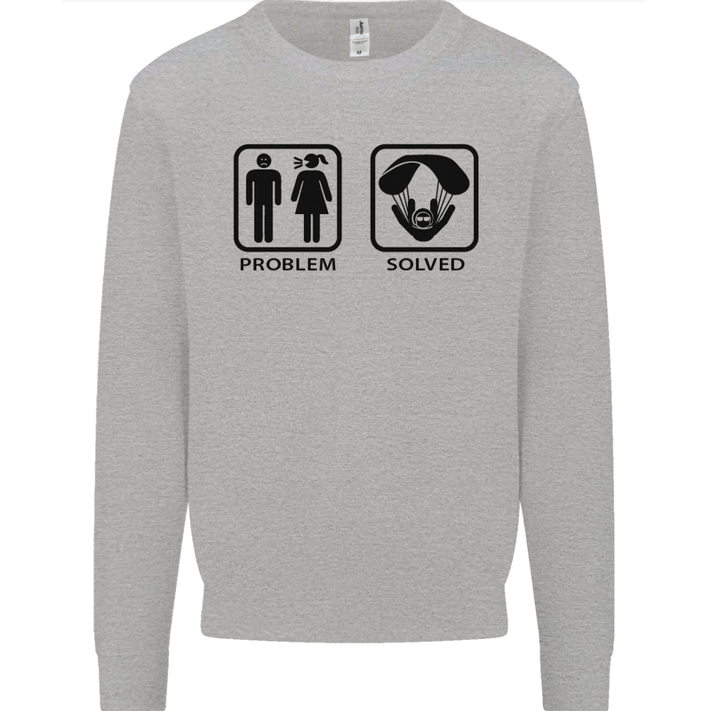 Problem Solved Skydive Freefall Paras Mens Sweatshirt Jumper Sports Grey