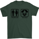 Problem Solved Skydive Freefall Paras Mens T-Shirt Cotton Gildan Forest Green