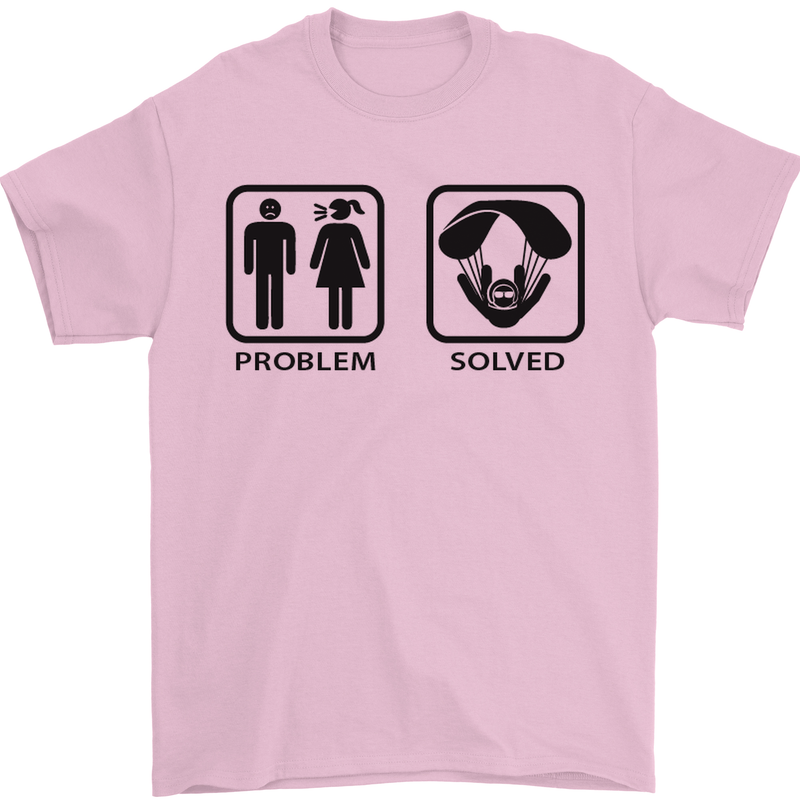 Problem Solved Skydive Freefall Paras Mens T-Shirt Cotton Gildan Light Pink