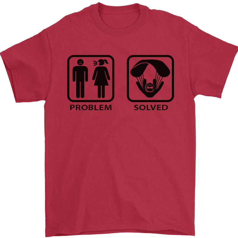 Problem Solved Skydive Freefall Paras Mens T-Shirt Cotton Gildan Red