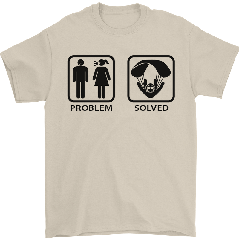 Problem Solved Skydive Freefall Paras Mens T-Shirt Cotton Gildan Sand