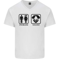 Problem Solved Skydive Freefall Paras Mens V-Neck Cotton T-Shirt White