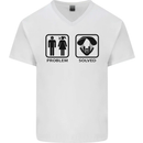 Problem Solved Skydive Freefall Paras Mens V-Neck Cotton T-Shirt White