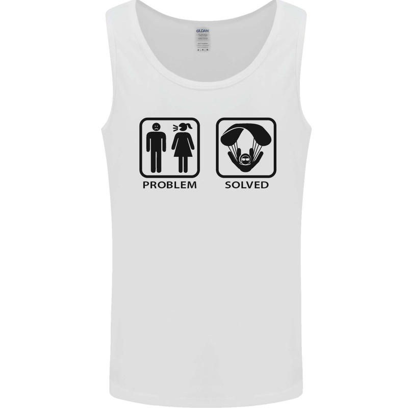 Problem Solved Skydive Freefall Paras Mens Vest Tank Top White
