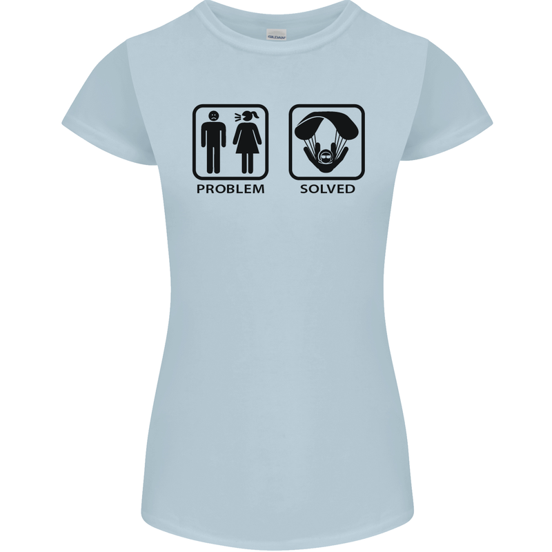 Problem Solved Skydive Freefall Paras Womens Petite Cut T-Shirt Light Blue