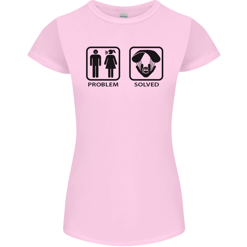 Problem Solved Skydive Freefall Paras Womens Petite Cut T-Shirt Light Pink