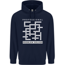 Professional Problem Solver Crossword Nerd Childrens Kids Hoodie Navy Blue