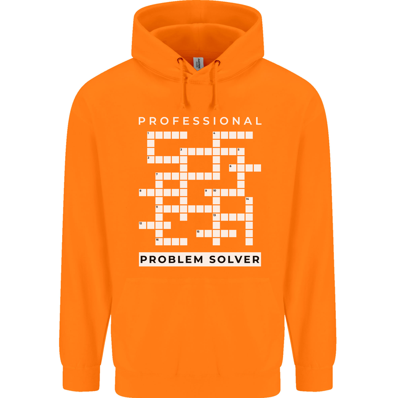 Professional Problem Solver Crossword Nerd Childrens Kids Hoodie Orange