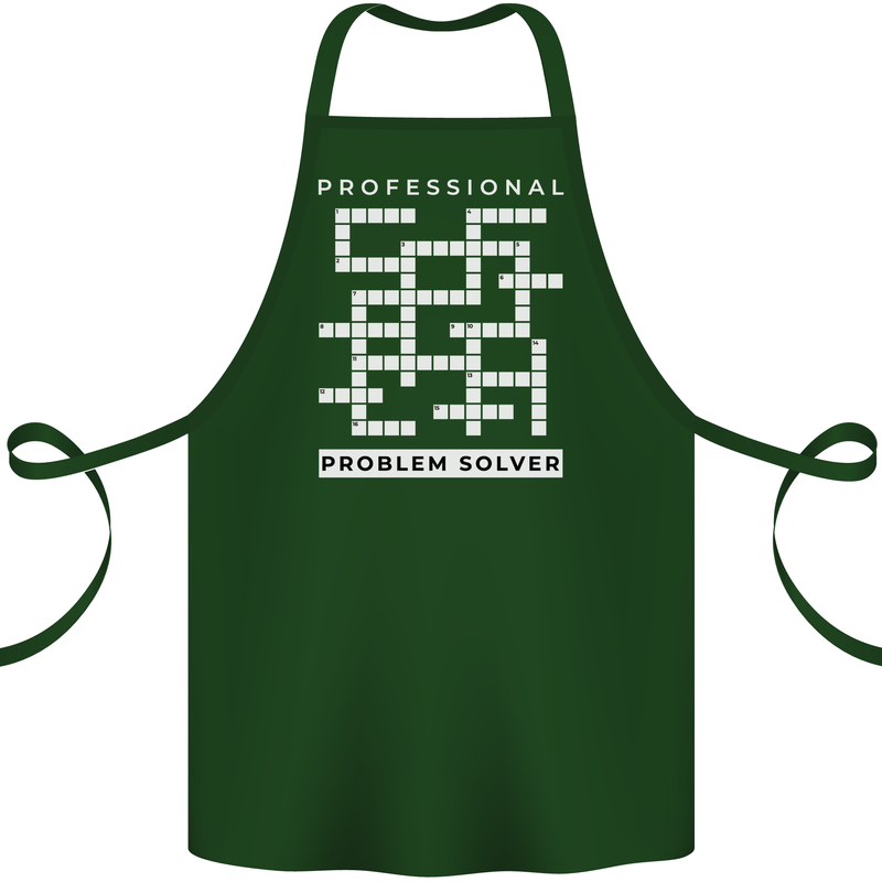 Professional Problem Solver Crossword Nerd Cotton Apron 100% Organic Forest Green