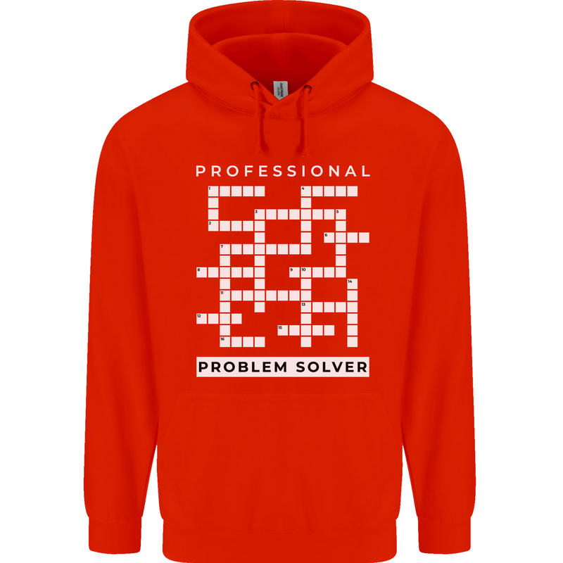 Professional Problem Solver Crossword Nerd Mens 80% Cotton Hoodie Bright Red