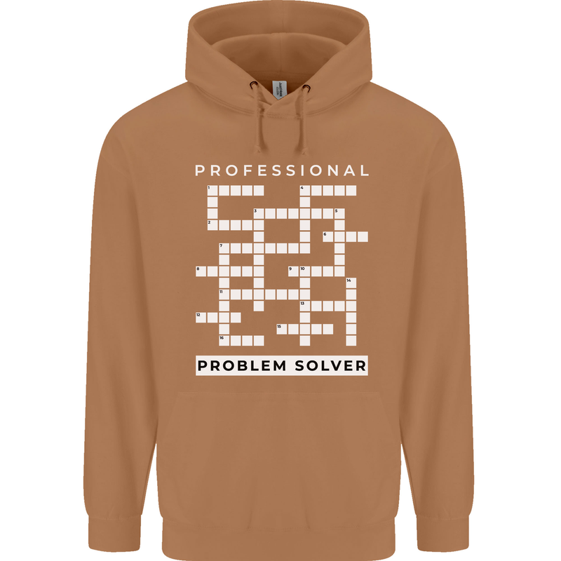 Professional Problem Solver Crossword Nerd Mens 80% Cotton Hoodie Caramel Latte