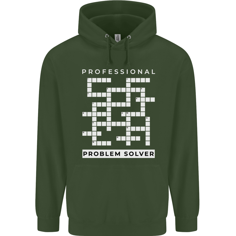 Professional Problem Solver Crossword Nerd Mens 80% Cotton Hoodie Forest Green