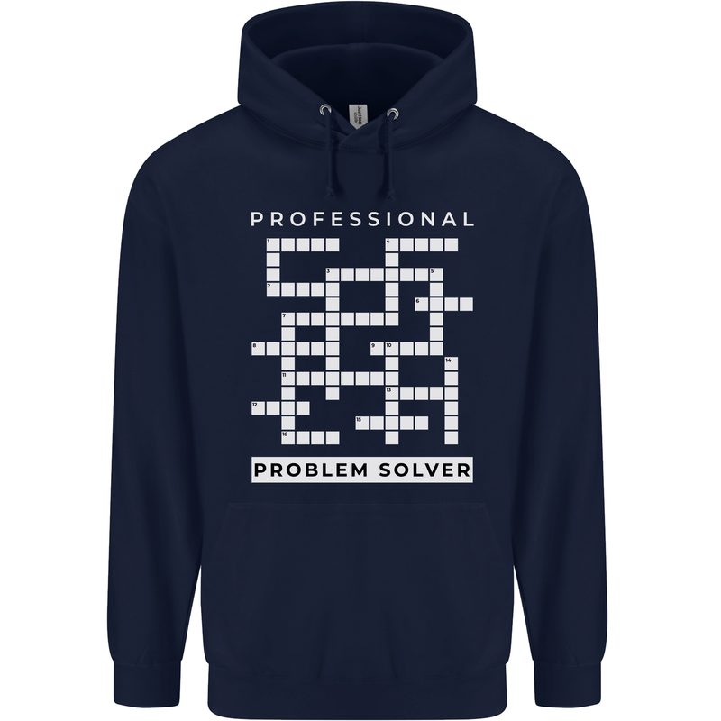 Professional Problem Solver Crossword Nerd Mens 80% Cotton Hoodie Navy Blue