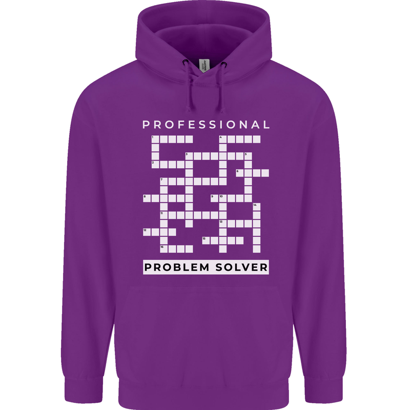 Professional Problem Solver Crossword Nerd Mens 80% Cotton Hoodie Purple