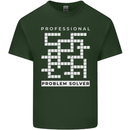Professional Problem Solver Crossword Nerd Mens Cotton T-Shirt Tee Top Forest Green
