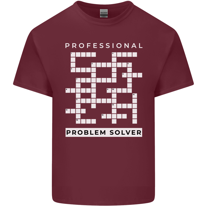 Professional Problem Solver Crossword Nerd Mens Cotton T-Shirt Tee Top Maroon