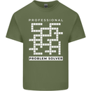 Professional Problem Solver Crossword Nerd Mens Cotton T-Shirt Tee Top Military Green