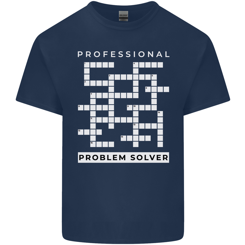 Professional Problem Solver Crossword Nerd Mens Cotton T-Shirt Tee Top Navy Blue