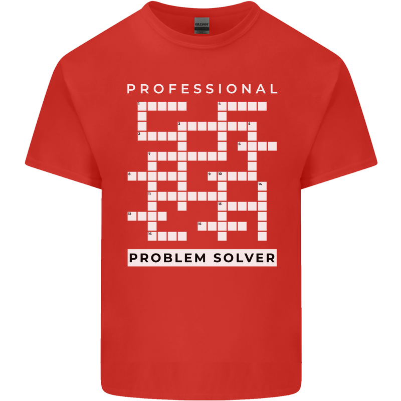 Professional Problem Solver Crossword Nerd Mens Cotton T-Shirt Tee Top Red