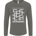 Professional Problem Solver Crossword Nerd Mens Long Sleeve T-Shirt Charcoal