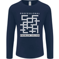 Professional Problem Solver Crossword Nerd Mens Long Sleeve T-Shirt Navy Blue