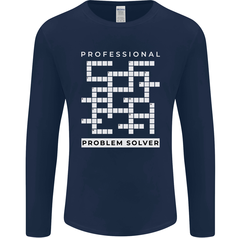 Professional Problem Solver Crossword Nerd Mens Long Sleeve T-Shirt Navy Blue