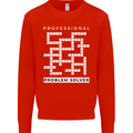 Professional Problem Solver Crossword Nerd Mens Sweatshirt Jumper Bright Red