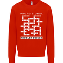Professional Problem Solver Crossword Nerd Mens Sweatshirt Jumper Bright Red
