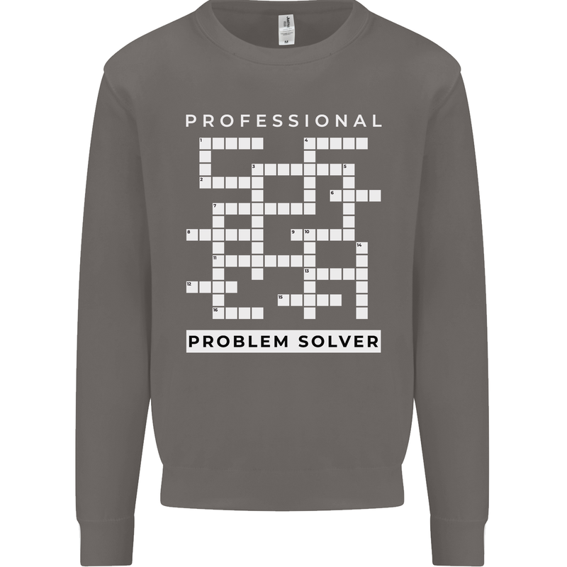 Professional Problem Solver Crossword Nerd Mens Sweatshirt Jumper Charcoal